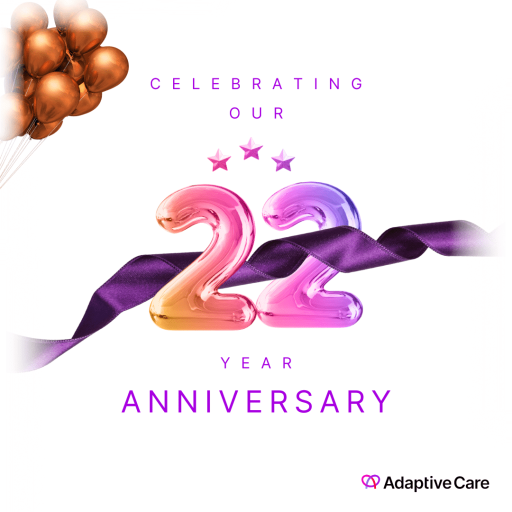 Adaptive Care 22 year anniversary graphic